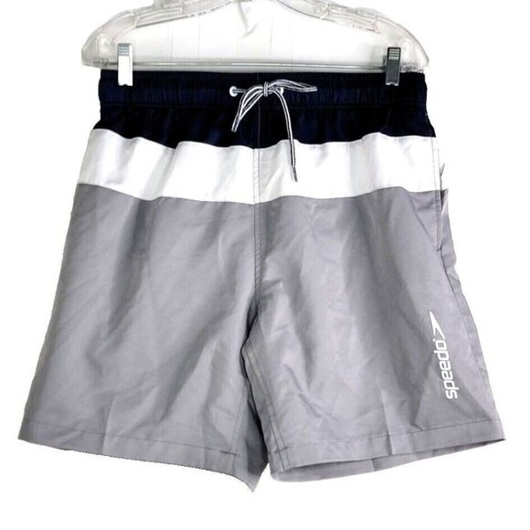 Speedo Swim Trunks Shorts Men's Size Medium Blue White Gray Mesh - Picture 1 of 8